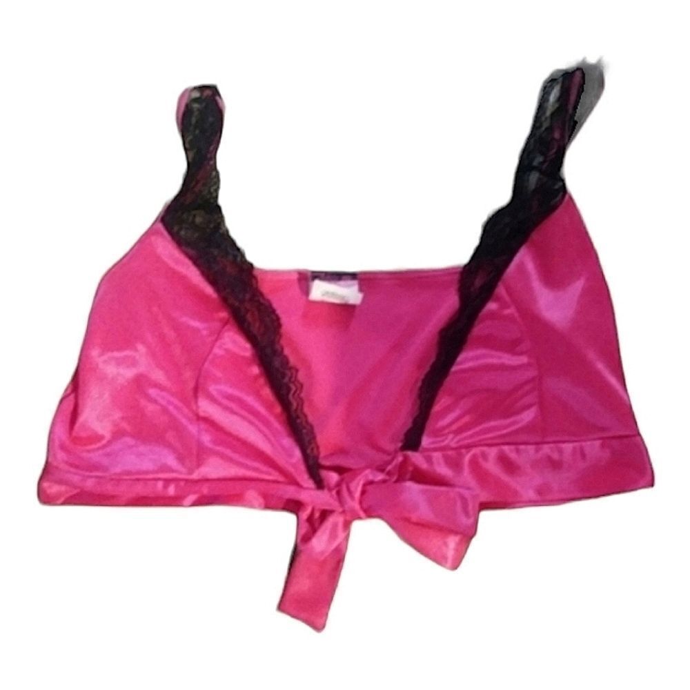 𝅺SATIN Lace Bralette Hot Pink 36 38 DD